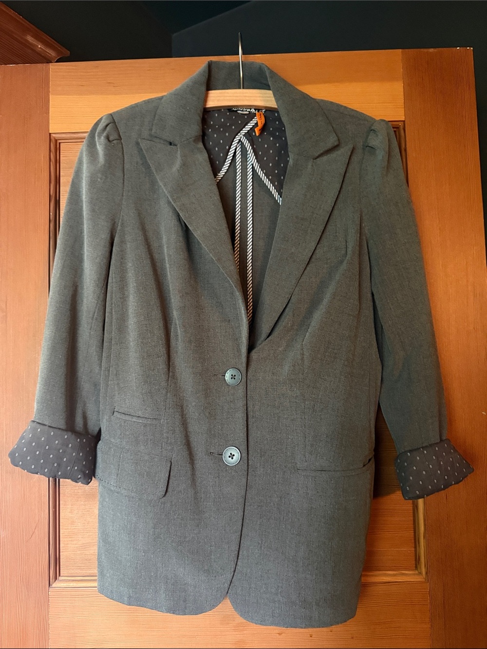 Anthropologie Gray Two-Button Tailored Blazer